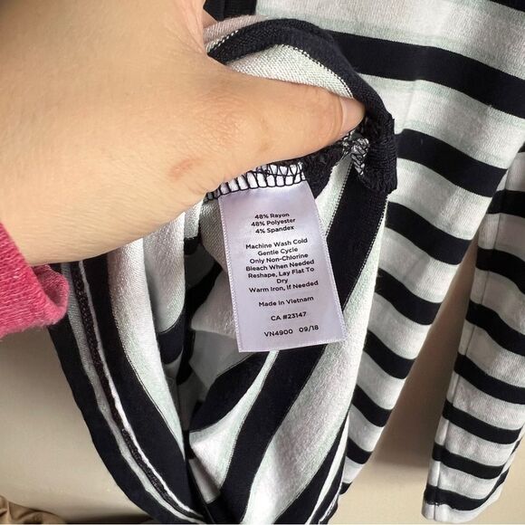 T by Talbots White Striped Lightweight Pullover Sweater - Picture 4 of 5